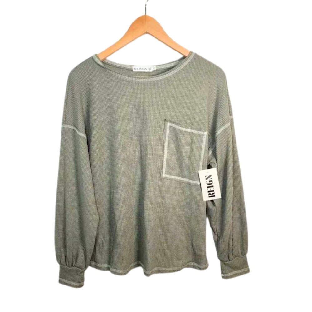 NWT Women's Small thermal top long sleeve shirt Green Reign Elings